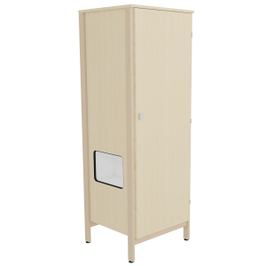 Armoire VERCORS II 1 porte niche à gauche 1/2 penderie et lingerie mélaminé et bois - L65xP61xH185 cm