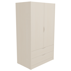 Armoire HABITAT 2 portes 2X 1/2 penderie, 1/2 lingère avec tiroirs, mélaminé - L99xP61xH176cm