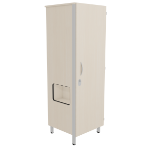 Armoire CUBIK 1 porte moraillon niche à gauche 1/2 penderie et lingerie mélaminé et époxy - L60xP60xH184 cm