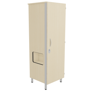 Armoire CUBIK 1 porte moraillon niche à gauche 1/2 penderie et lingerie mélaminé et époxy - L60xP60xH184 cm