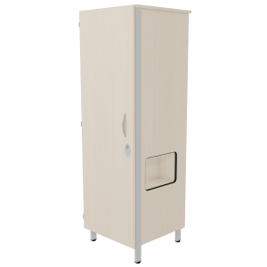 Armoire CUBIK 1 porte moraillon niche à droite 1/2 penderie et lingerie mélaminé et époxy - L60xP60xH184 cm