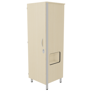 Armoire CUBIK 1 porte moraillon niche à droite 1/2 penderie et lingerie mélaminé et époxy - L60xP60xH184 cm