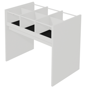 Bac à BD 6 cases mélaminé tube époxy - L98xP62,5xH85,5 cm