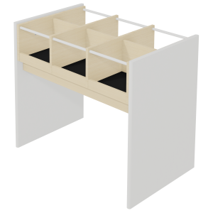 Bac à BD 6 cases mélaminé et plaqué hêtre tube époxy - L98xP62,5xH85,5 cm