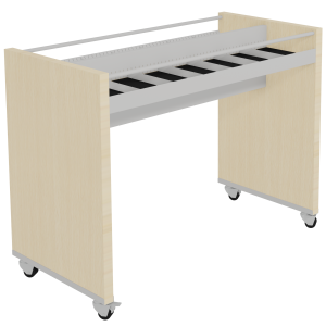 Bac à CD/DVD CARÉA mobile 14 cases plaqué hêtre et époxy - L123,1xP60xH92,7 cm