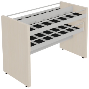 Bac à CD/DVD CARÉA 14 cases + tiroir stratifié et époxy - L123,1xP60xH87 cm
