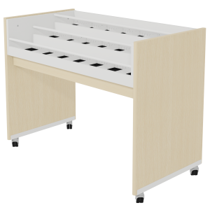 Bac à CD/DVD NORDIC mobile plaqué hêtre - L118,3xP62,5xH92,8 cm