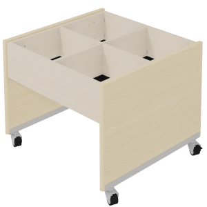 Bac à albums enfant NORDIC mobile plaqué hêtre - L72,5xP75xH60 cm