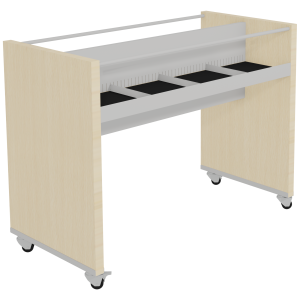 Bac à BD CARÉA mobile 8 cases plaqué hêtre et époxy - L123,3xP60xH92,7 cm
