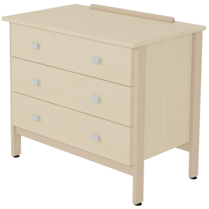 Commode VERCORS II 3 tiroirs relevé arrière mélaminé piètement bois - L87xP54xH78,5cm