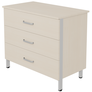 Commode CUBIK 3 tiroirs mélaminé piètement époxy - L97xP54xH85 cm