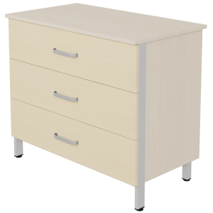 Commode CUBIK 3 tiroirs mélaminé piètement époxy - L97xP54xH85 cm
