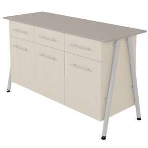 Buffet ELLA 3 portes 3 tiroirs mélaminé plateau compact piètement époxy - L150xP54xH92 cm