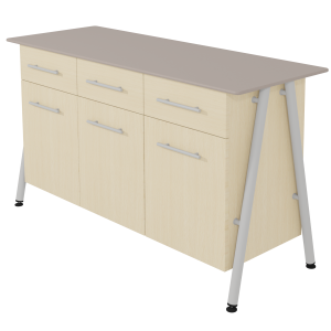 Buffet ELLA 3 portes 3 tiroirs mélaminé plateau compact piètement époxy - L150xP54xH92 cm