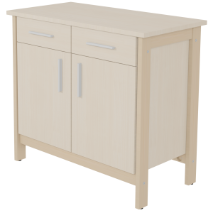 Buffet SWING 2 portes 2 tiroirs mélaminé piètement bois - L102xP53xH91 cm