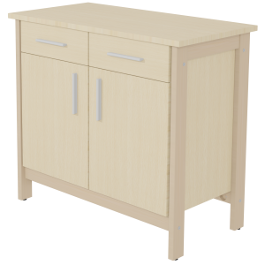 Buffet SWING 2 portes 2 tiroirs mélaminé piètement bois - L102xP53xH91 cm