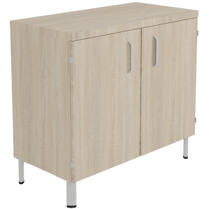 Buffet DANAÉ PREMIUM 2 portes mélaminé piètement époxy - L100xP50xH91 cm - Gris alu RAL 9006