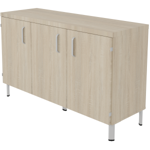 Buffet DANAÉ PREMIUM 3 portes mélaminé piètement époxy - L149xP50xH91 cm - Gris alu RAL 9006