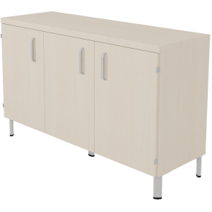 Buffet DANAÉ PREMIUM 3 portes mélaminé piètement époxy - L149xP50xH91 cm - Gris alu RAL 9006