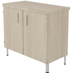 Buffet DANAÉ SIGNATURE 2 portes mélaminé piètement époxy - L104xP54xH89 cm - Gris alu RAL 9006