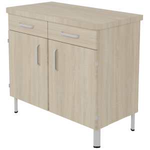 Buffet DANAÉ SIGNATURE 2 tiroirs 2 portes mélaminé piètement époxy - L104xP54xH89 cm - Gris alu RAL 9006
