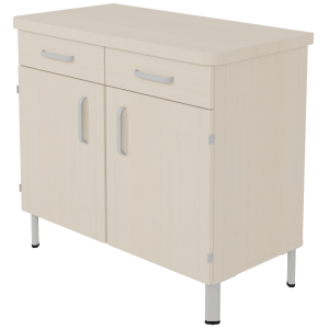 Buffet DANAÉ SIGNATURE 2 tiroirs 2 portes mélaminé piètement époxy - L104xP54xH89 cm - Gris alu RAL 9006