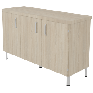 Buffet DANAÉ SIGNATURE 3 portes mélaminé piètement époxy - L152xP54xH89 cm - Gris alu RAL 9006