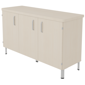 Buffet DANAÉ SIGNATURE 3 portes mélaminé piètement époxy - L152xP54xH89 cm - Gris alu RAL 9006