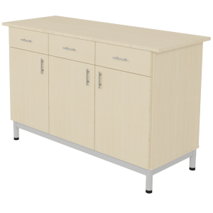 Buffet ARCUS 3 portes 3 tiroirs mélaminé piètement époxy - L143xP55xH90,5 cm