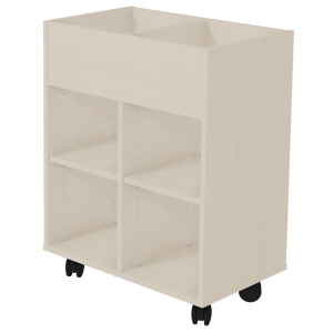 Bac à albums PICCOLO mobile 2 colonnes 2 bacs + 4 cases mélaminé - L70,5xP45xH92 cm