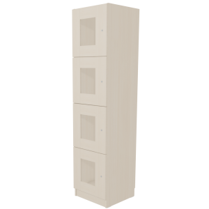 Colonne de rangement 4 cases avec portes mélaminé et PMMA - L50xP50xH210,7 cm