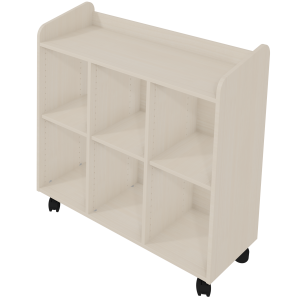 Bac à albums mobile 6 cases mélaminé - L104,5xP45xH103 cm