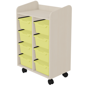 Meuble mobile 2 colonnes mélaminé 8 bacs polypropylène - L70xP45xH109 cm