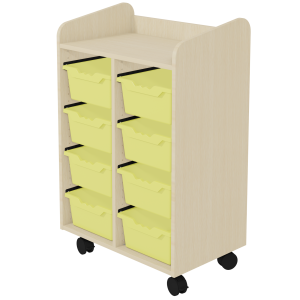Meuble mobile 2 colonnes mélaminé 8 bacs polypropylène - L70xP45xH109 cm