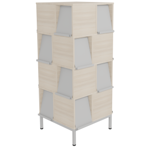 Tour à périodiques 16 portes époxy - L72xP72xH160 cm
