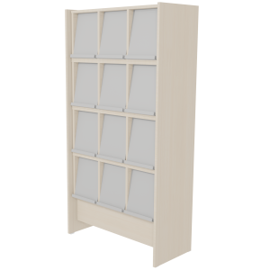 Meuble à périodiques mélaminé 12 portes époxy - L90,4xP42xH175 cm