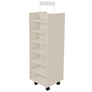 Présentoir rotatif mobile double face 12 tablettes mélaminé - L54xP54xH185 cm