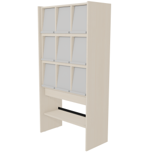 Meuble à périodiques ONISEP 9 portes époxy panneaux et tablettes mélaminé - L90xP42xH177 cm