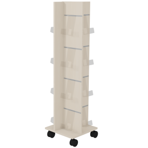 Tour de présentation mobile avec rainures mélaminé 16 présentoirs plexiglas - L40xP40xH145 cm