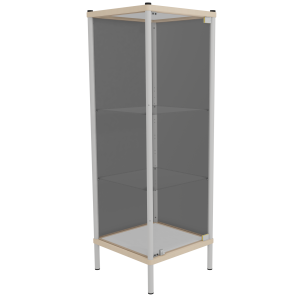 Vitrine E40 tablettes et portes verre trempé mélaminé cadre bois structure époxy - L65xP65xH189 cm