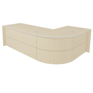 Banque 1 place ONDINE avec angle 90° mélaminé et stratifié - L240xP160xH75 cm