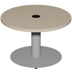 Table basse plateau ép.24 mm stratifié chant ABS piètement époxy - avec passe-câbles - D60 cm - H40 cm