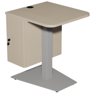 Poste de consultation OPAC avec coffre UC plateau stratifié chant ABS piètement époxy - 60x65 cm - T6