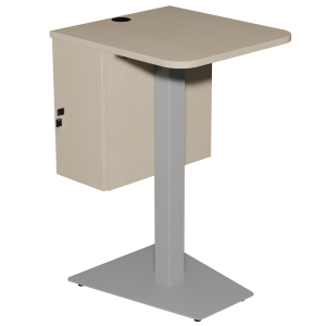 Poste de consultation OPAC avec coffre UC plateau stratifié chant ABS piètement époxy - 60x65 cm - H100 cm