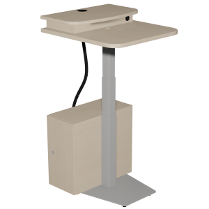 Poste de consultation OPAC HR avec coffre UC plateau stratifié chant ABS piètement époxy - 60x65 cm - H68 à 134 cm