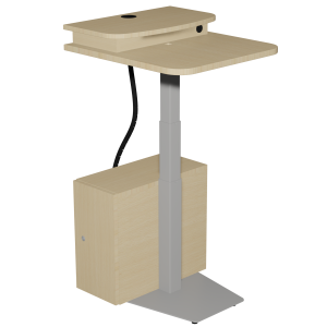 Poste de consultation OPAC HR avec coffre UC plateau stratifié chant ABS piètement époxy - 60x65 cm - H68 à 134 cm