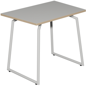 Table ACADÉMIA plateau ép.24 mm stratifié chant bois piètement rond époxy - trapèze 88x60 cm - T6 - Blanc craie/blanc RAL 9016