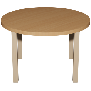 Table CARÉA 4 pieds plateau stratifié ép.45 mm piètement bois - D100 cm - T6 - Hêtre de bavière