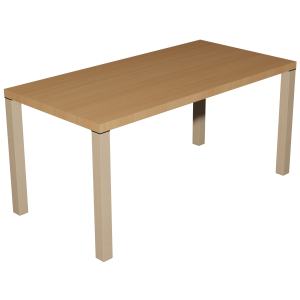 Table CARÉA 4 pieds plateau stratifié ép.45 mm piètement bois - 160x80 cm - T3 - Hêtre de bavière