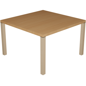 Table CARÉA 4 pieds plateau stratifié ép.45 mm piètement bois - 120x120 cm - T3 - Hêtre de bavière